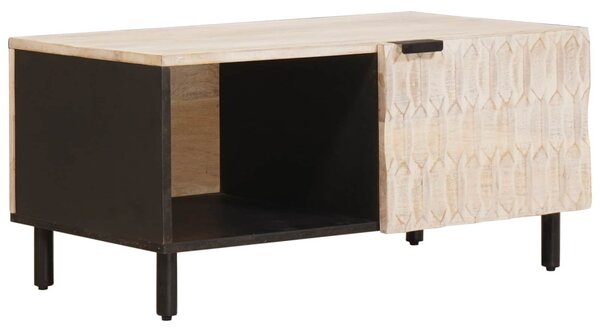 Dohányzóasztal Fehér 80 x 50 x 40 cm Tömör Mangófát