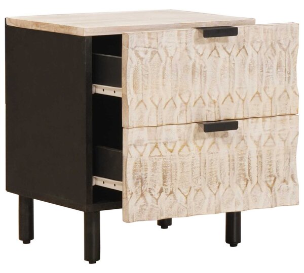 Éjjeliszekrény 2 pcs Fehér 40 x 33 x 46 cm Tömör Mangófát