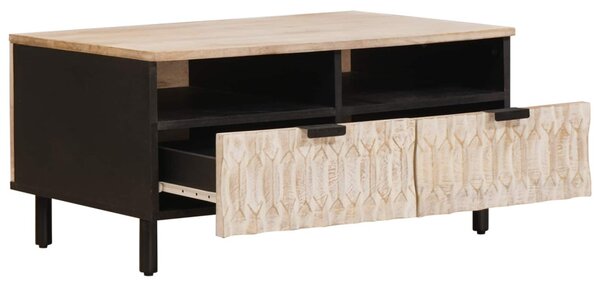 Dohányzóasztal fiókkal Fehér 80 x 54 x 40 cm Tömör Mangófát