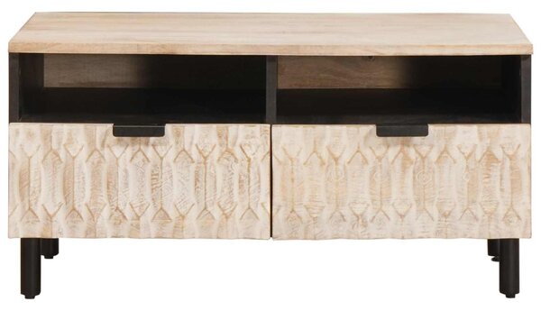 Dohányzóasztal fiókkal Fehér 80 x 54 x 40 cm Tömör Mangófát