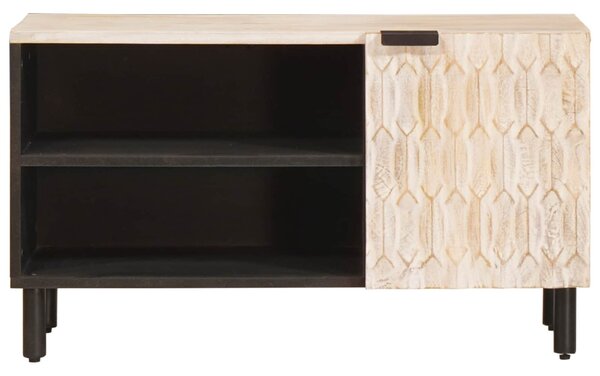 TV szekrény Fehér mosott felület 80 x 33 x 46 cm Tömör Mangófát