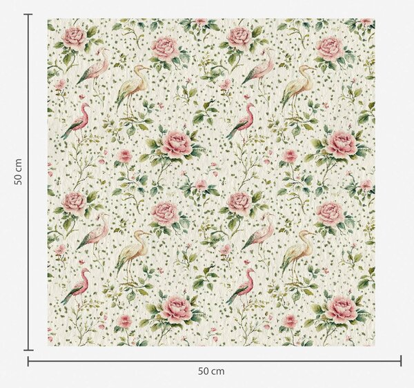 Tapéta Pasztell rózsaszín rózsák és madarak shabby chic stílusban, Angol stílusú tapétá, a00201 : Uwalls.hu