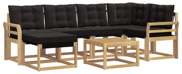 VidaXL Kültéri kanapé szett párnával 7 pcs Fehér és Fekete