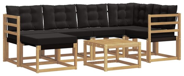 VidaXL Kültéri kanapé szett párnával 7 pcs Fehér és Fekete