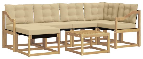 VidaXL Kültéri kanapé szett párnával 7 pcs Fehér és Bézs