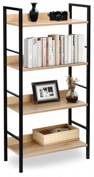 Varberg Loft Sonoma tölgy könyvespolc fekete fémvázzal – 125 cm