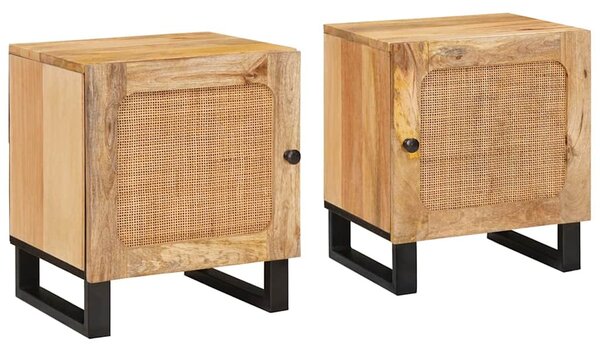 Éjjeliszekrény 2 pcs Természetes 40 x 33,5 x 46 cm