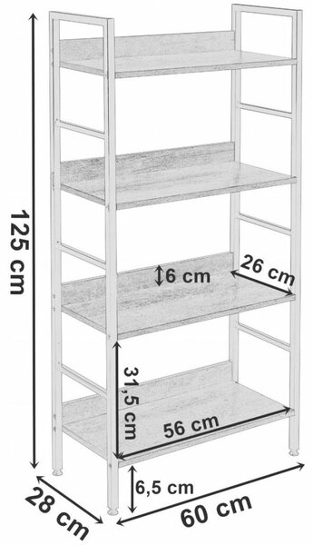 Varberg Loft fekete polc fekete fémvázzal – 125 cm