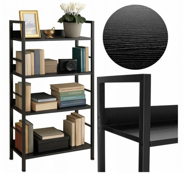 Varberg Loft fekete polc fekete fémvázzal – 125 cm