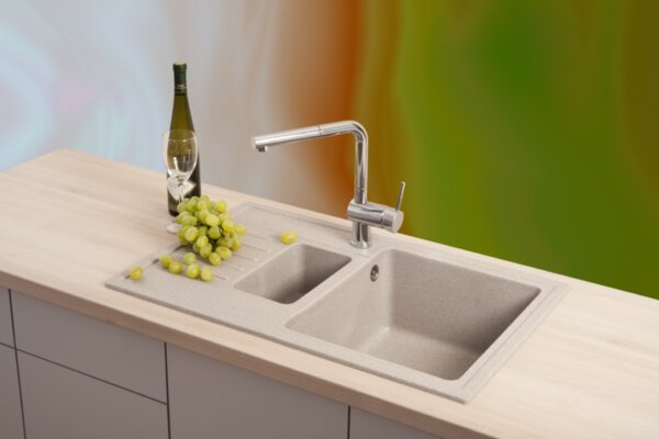 Quadro Plus 1.5D Metalac 158552 Gránit Mosogatótálca - Extra mély, Csepegtetőtálcás, Design, Fehér