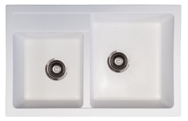 Quadro Plus 2D Metalac 171008 Gránit Mosogatótálca - Extra mély, Kétmedencés, Fehér