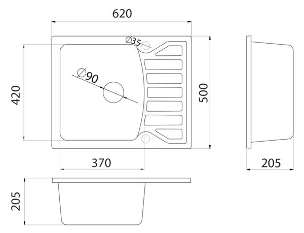 Quadro M Metalac 144116 Gránit Mosogatótálca - Extra mély, Csepegtetőtálcás, Szürke