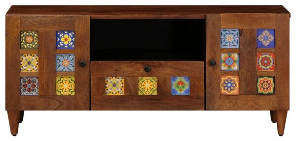 TV szekrény fiókkal ajtóval Dió 105 x 33 x 46 cm Tömör Mangófát