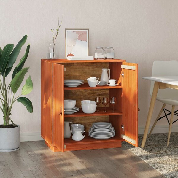 VidaXL Széf Viaszbarna 65,5 x 40 x 75 cm Tömör fenyő