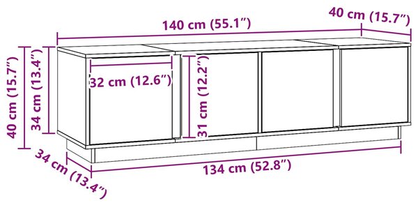 VidaXL TV szekrény Viaszbarna 140 x 40 x 40 cm Tömör fenyő