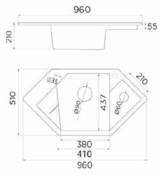 Diamond Metalac 190589 Gránit Sarok Mosogatótálca - Design, Pezsgő