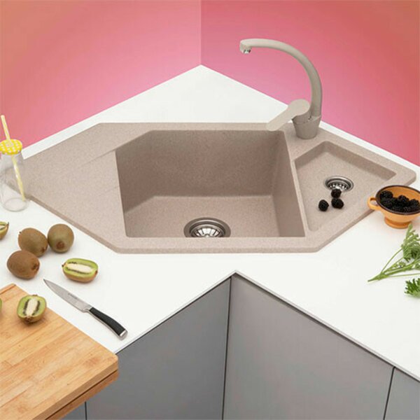 Diamond Metalac 190589 Gránit Sarok Mosogatótálca - Design, Pezsgő