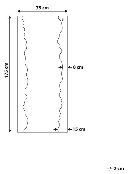 Falitükör SAULLCET 75 cm 175 cm Császárfa Fekete