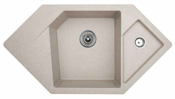 Diamond Metalac 190593 Gránit Sarok Mosogatótálca - Design, Bézs