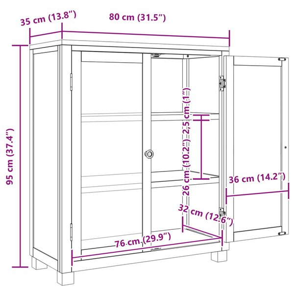 Cabinet polcokkal tárolóval Barna 80 x 35 x 95 cm Faanyag