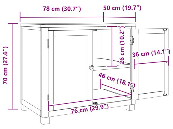 Cabinet tárolóval ajtóval Barna 78 x 50 x 70 cm Faanyag