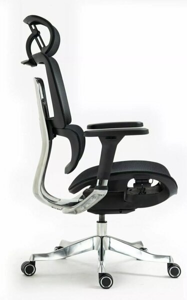 Winner Lux Ergonomikus Hálós Forgószék Fekete Alumínium Vázzal