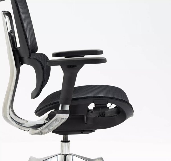 Winner Lux Ergonomikus Hálós Forgószék Fekete Alumínium Vázzal
