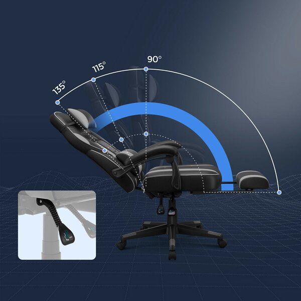 SONGMICS ergonomikus gamer szék lábtartóval fekete-szürke