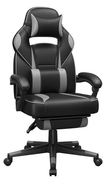 SONGMICS ergonomikus gamer szék lábtartóval fekete-szürke