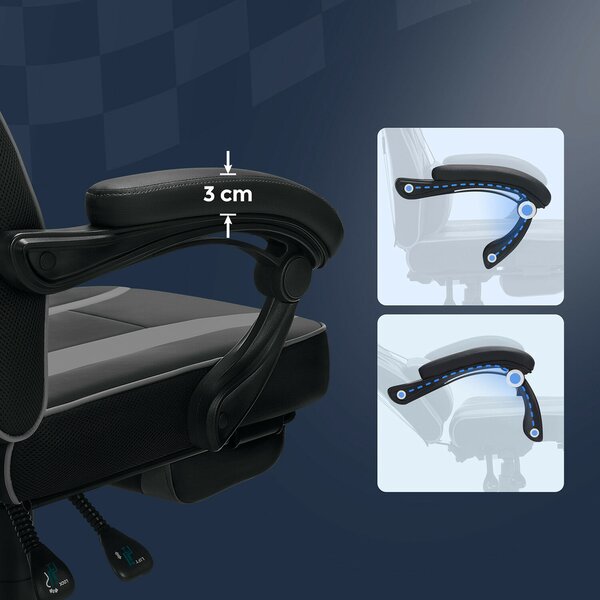 SONGMICS ergonomikus gamer szék lábtartóval fekete-szürke