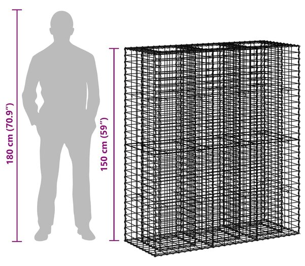 VidaXL Gabion emelt ágy 2 db 130 x 50 x 150 cm Horganyzott Acél Ezüst
