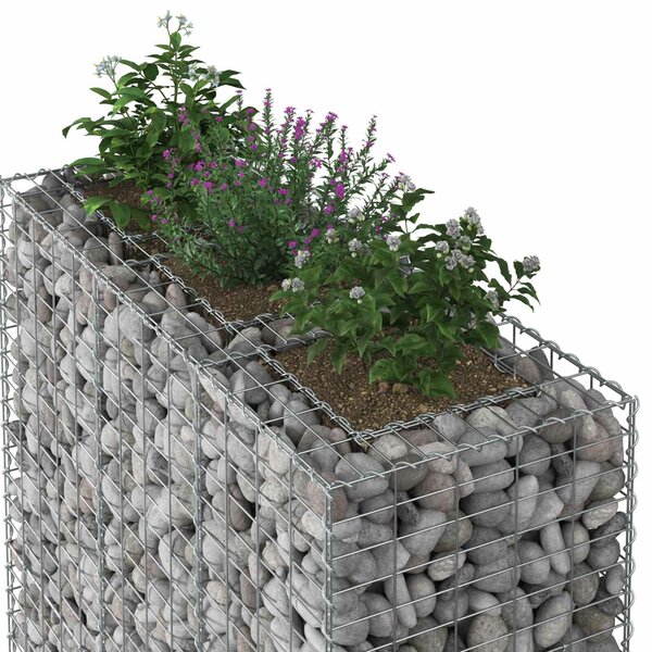 VidaXL Gabion emelt ágy 2 db 130 x 50 x 150 cm Horganyzott Acél Ezüst