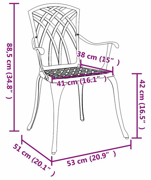 Kerti Szék 2 pcs Zöld 53 x 51 x 88,5cm Alumínium