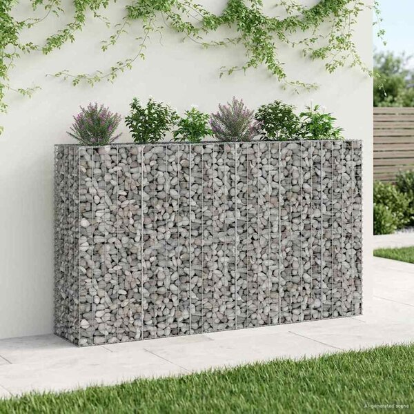 VidaXL Gabion emelt ágy 3 db 250 x 50 x 150 cm Horganyzott Acél Ezüst