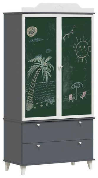Krétával Írt Dresser ROROS Szürke és Fehér 90 x 45 x 180 cm