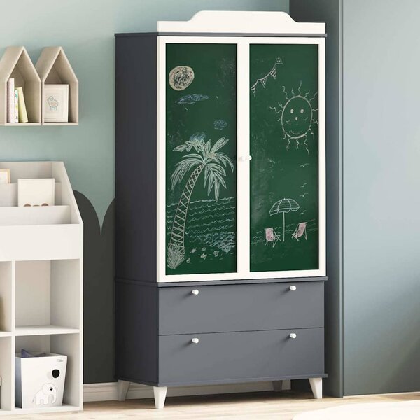 Krétával Írt Dresser ROROS Szürke és Fehér 90 x 45 x 180 cm