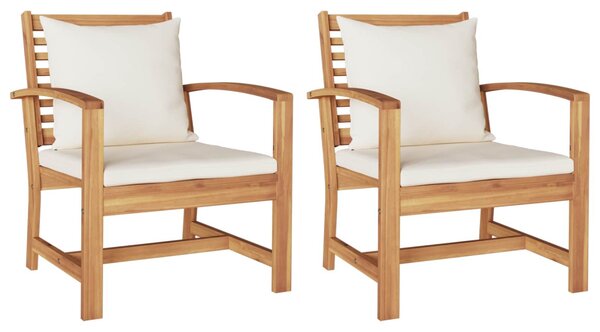 Szék 2 pcs Barna és Krém 65 x 60 x 76,5 cm Tömör Teakfa
