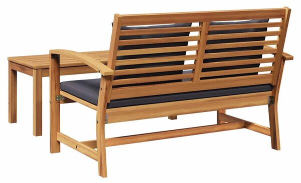Pad párnával Barna és sötétszürke 110 x 66 x 76 cm Tömör Teakfa