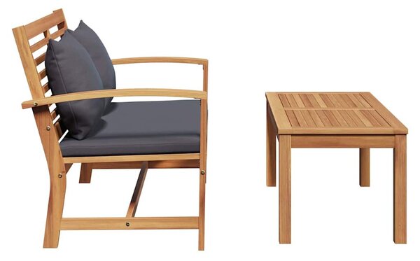 Pad párnával Barna és sötétszürke 110 x 66 x 76 cm Tömör Teakfa