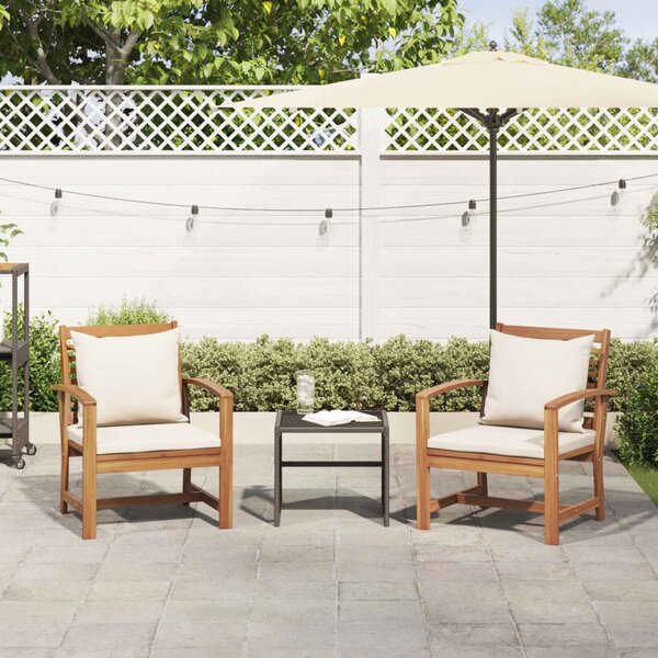Szék 2 pcs Barna és Krém 65 x 60 x 76,5 cm Tömör Teakfa
