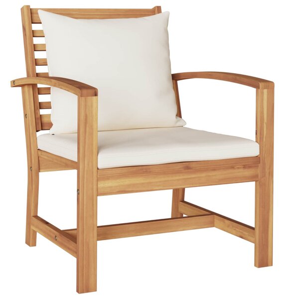 Szék 2 pcs Barna és Krém 65 x 60 x 76,5 cm Tömör Teakfa