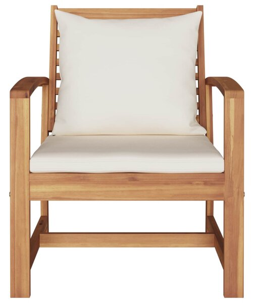 Szék 2 pcs Barna és Krém 65 x 60 x 76,5 cm Tömör Teakfa