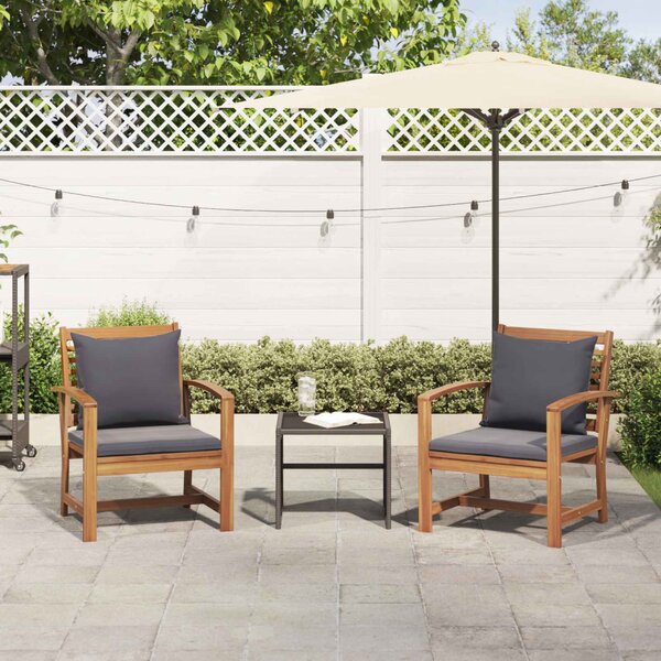 Szék 2 pcs Barna és sötétszürke 65 x 60 x 76,5 cm Tömör Teakfa