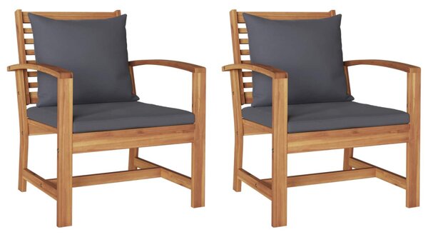 Szék 2 pcs Barna és sötétszürke 65 x 60 x 76,5 cm Tömör Teakfa