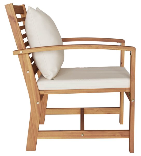 Szék 2 pcs Barna és Krém 65 x 60 x 76,5 cm Tömör Teakfa