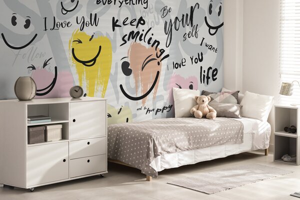 Fotótapéta Emotikonok és feliratok, Fotótapéta tini szoba, w04174 : Uwalls.hu