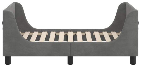 Gyerekágy keret fejtámlával Sötétszürke 70 x 140 cm Bársony