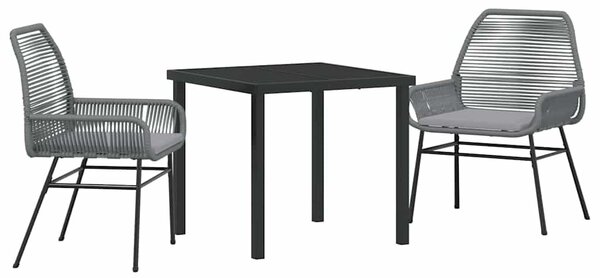 VidaXL Kert étkező szett 3 pcs Szürke polirattan