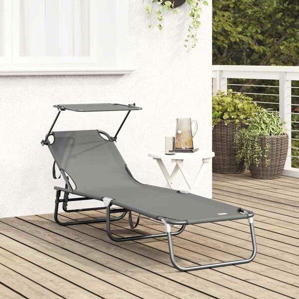 VidaXL Összecsukható nyugágy párnával Szürke 56 x 190 x 81cm szövet