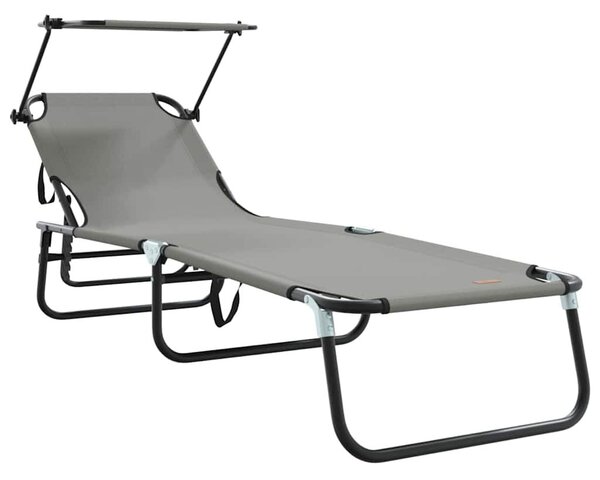 VidaXL Összecsukható nyugágy párnával Szürke 56 x 190 x 81cm szövet